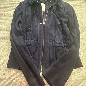 White House Black Market Blue Utility Jacket with Fitted Silhouette